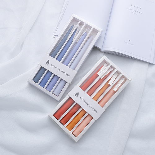 European-style long rod candle romantic wedding Western restaurant hotel candle holder Morandi color system gradient color smokeless aromatherapy candle