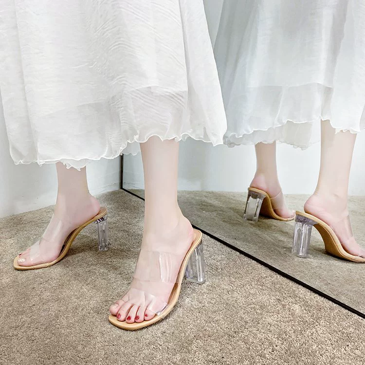 Universal slide, slippers high heels, 2019, Korean style, fitted