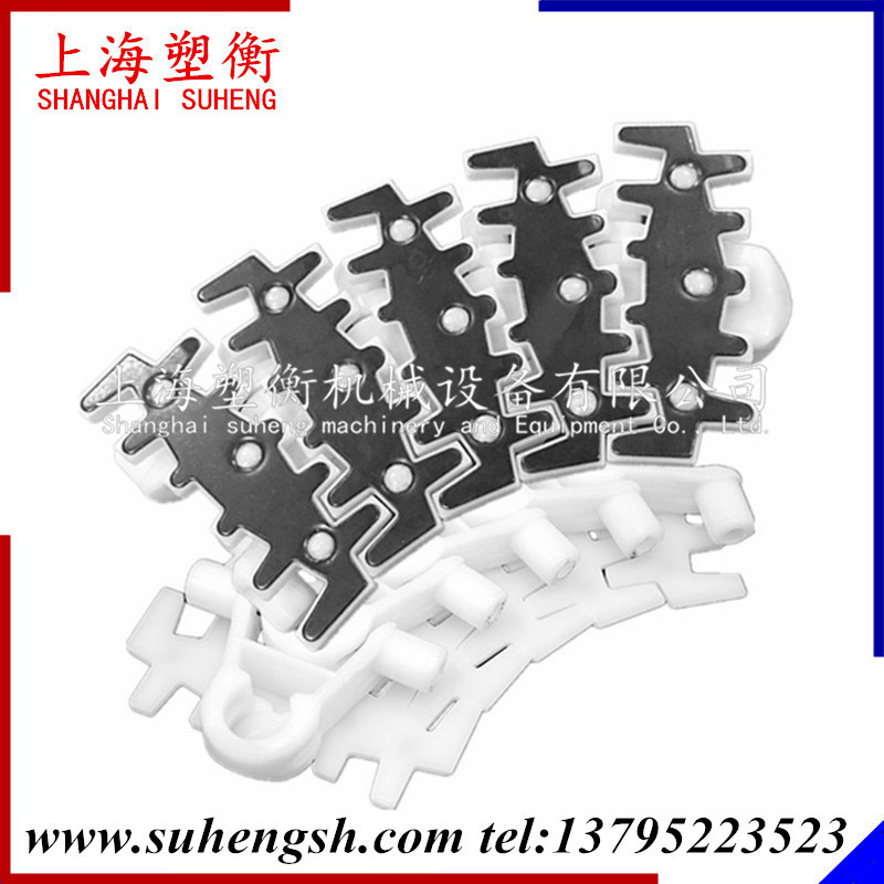 103塑钢钢顶链7200S柔性钢顶链橡胶防滑齿形钢顶链转弯塑料链板