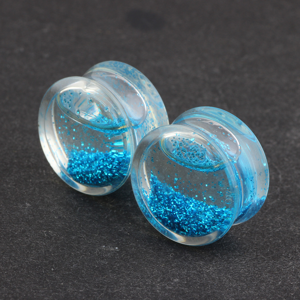 European and American Style Acrylic Transparent Blue Hoop Ear Tunnels Ear Piercing Expander Body Jewelry detail image 7