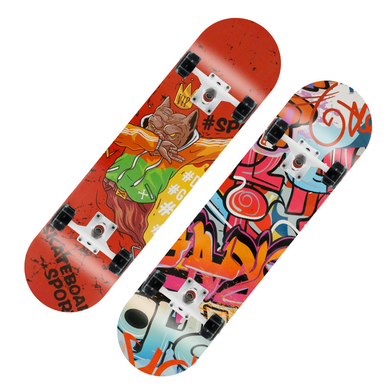 Skateboard Four-wheel Scooter Flash Wheel Teenagers And Children Beginners Adult Boys And Girls Double-cocked Scooter