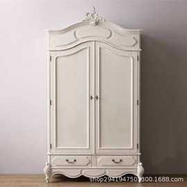 欧式新古典实木衣柜定制家具白色复古雕花衣橱卧室儿童双门衣柜