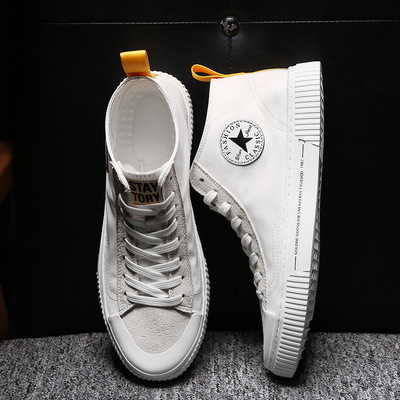 男鞋1970S复古男式板鞋韩版原宿百搭ulzzang学生中帮帆布鞋透气男