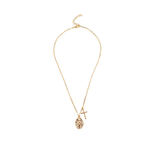 European and American-style jewelry: Women's Cross & Virgin Mary Necklace — Stylish, Creative, and Chic Clavicle Chain Accessory
