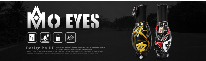 Túi đựng gậy golf PGM dạng ống kính thiên văn chống nước, cao 126 cm — Túi Kính thiên văn QB058MO EYES màu đỏ đen, QB058MO EYES Túi Kính thiên văn màu đen vàng chi tiết 21