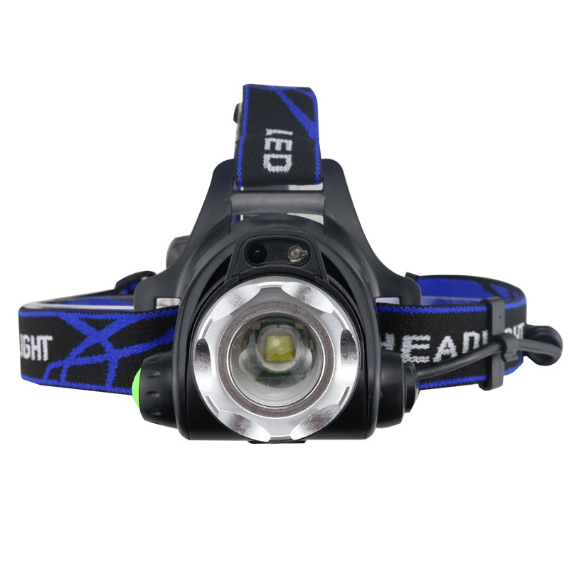 强光远射感应头灯户外夜钓照明充电T6头戴式伸缩变焦V9大功率头灯