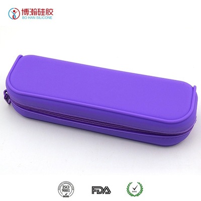方形笔袋创意广告促销礼品硅胶纯色拉链可印刷定制批发硅胶皮笔袋|ru
