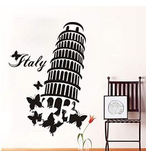 意大利比萨斜塔蝴蝶建筑图案 精雕装饰墙贴 贴纸