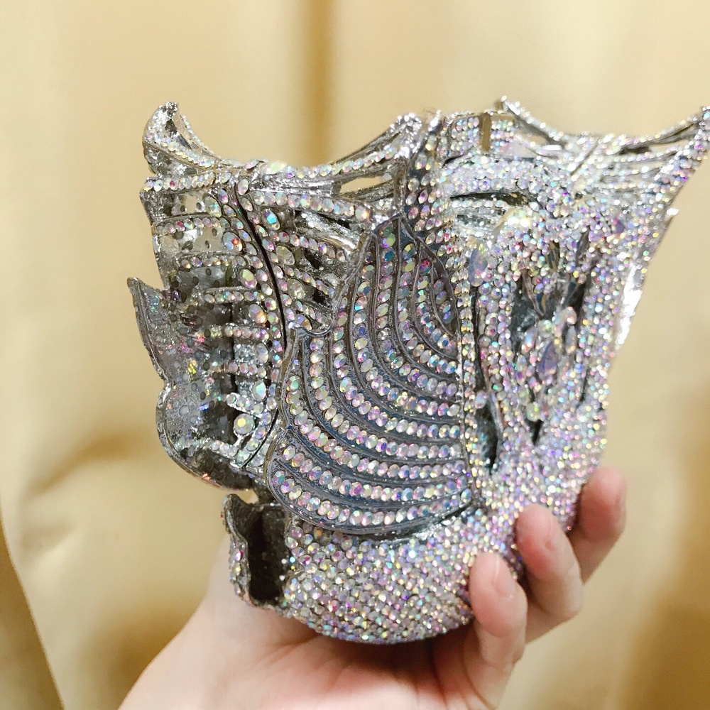 Túi clutch nữ đính kim cương thiên nga cỡ lớn dự tiệc — Màu đen, Màu hồng, Ảnh tùy chỉnh được Cá nhân hóa, Bảy màu vàng kim chi tiết 74