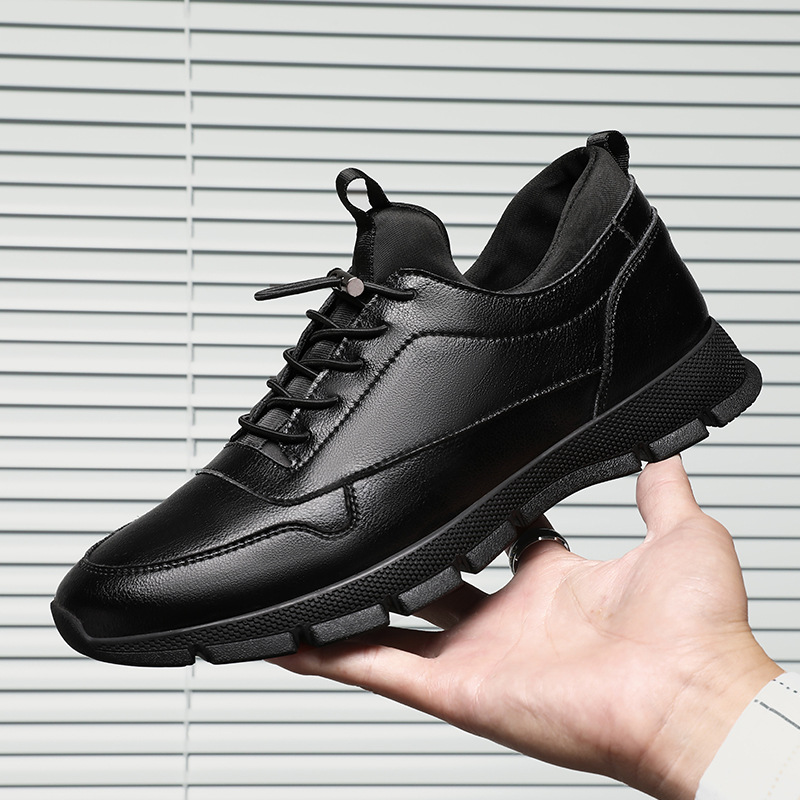 男鞋2020春秋新款商務運動英倫休閑輕盈潮鞋男韓版時尚減震真皮鞋