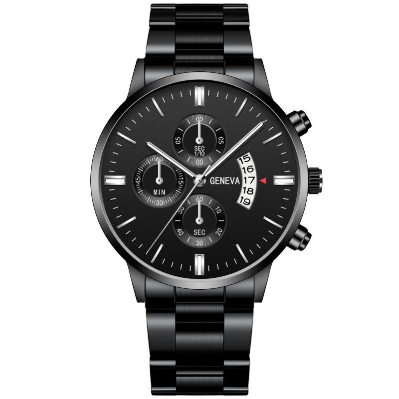 fashion simple stainless steel Three-Eye Calendar Quartz Watch