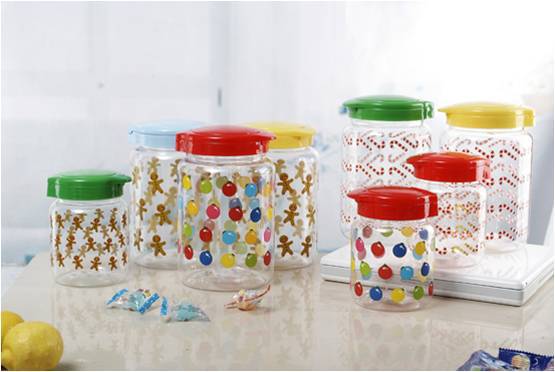 五谷杂粮厨房密封罐 食物糖果PE密封罐透明印花加厚塑料储物罐