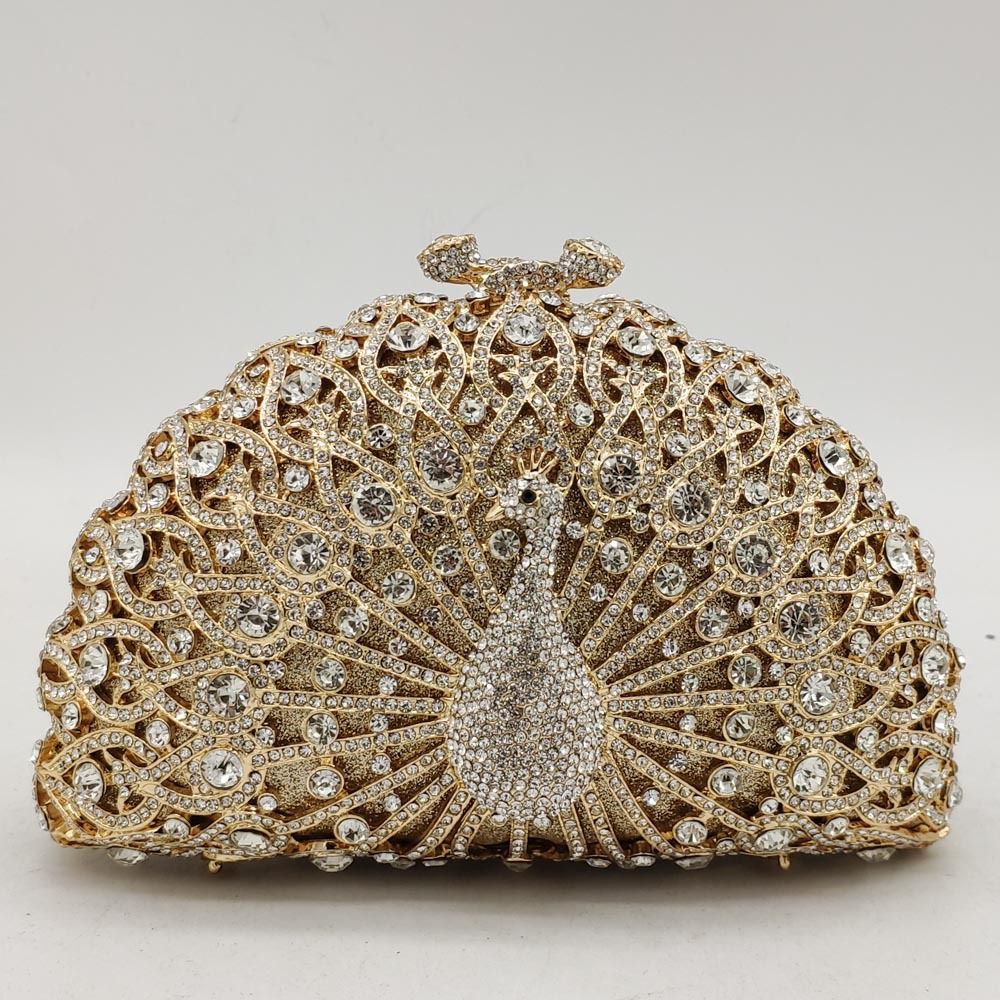 Fashion Women's Bag New Metal Peacock Dinner Bag Rhinestone Clutch Bag Ladies Evening Bag display picture 3