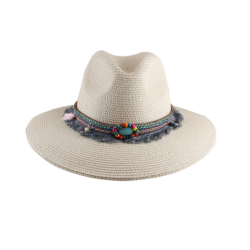Sombrero de paja de mujer a juego de moda de verano nuevo sombrero de paja ajustable con protección solar en forma de campana sombrero de paja de viaje de playa
