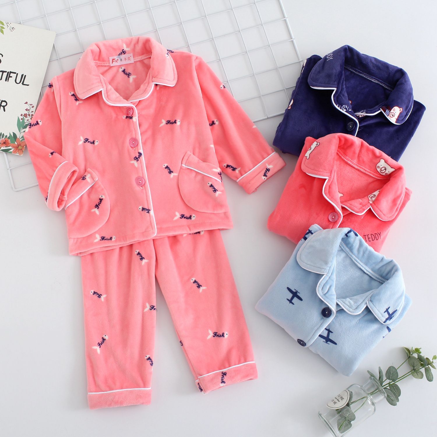 2019 Autumn and winter new pattern CUHK Sea island Home Furnishings children Cartoon pajamas CUHK Pyjamas suit