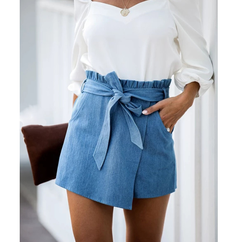 Loose Irregular Denim Shorts NSHPH94631