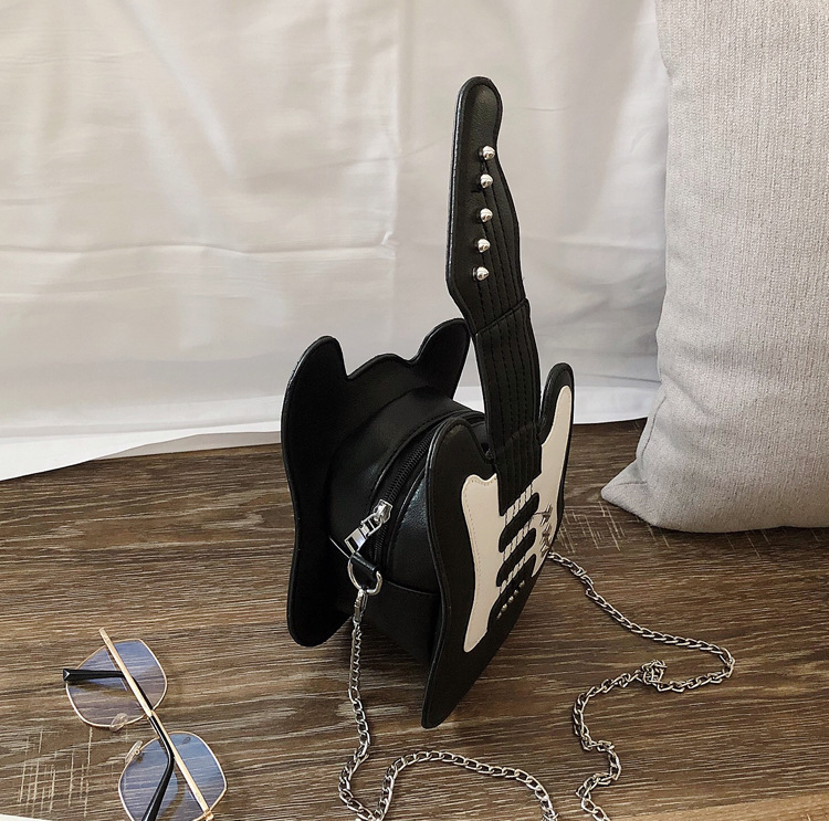 Borsa commercio estero nuova borsa a tracolla per chitarra simpatico cartone animato tendenza creativa borsa a tracolla a catena borsa da donna in colore contrastante personalità_voghion.com