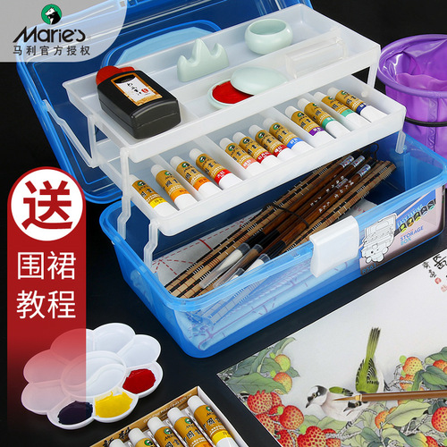 Children's Chinese painting paint tool set Marley Chinese painting beginner's book French painting introductory landscape painting set
