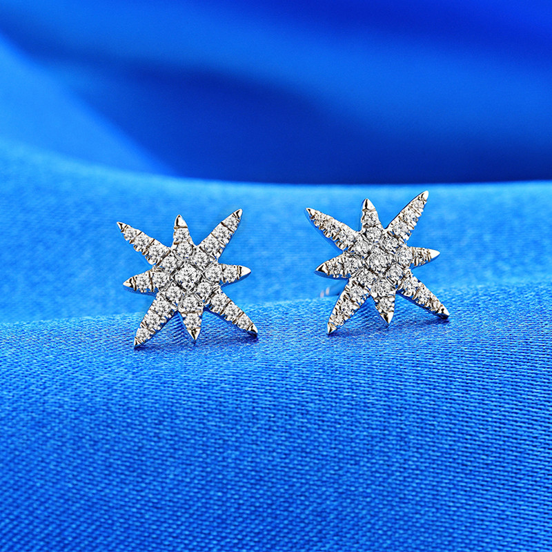 A generation of fat 925 Silver gilt Carbon Ear Studs Korean Edition fashion Trend Earrings wholesale 18k 金莫桑 drill