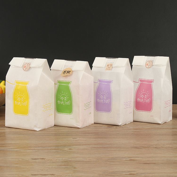 6片装早餐面包吐司袋 彩印开窗透明淋膜牛皮纸袋烘焙牛皮纸食品袋