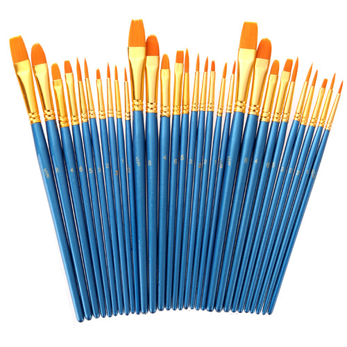 Cross-border Amazon 50-piece nylon brush set, gouache brush, pearlescent blue oil brush