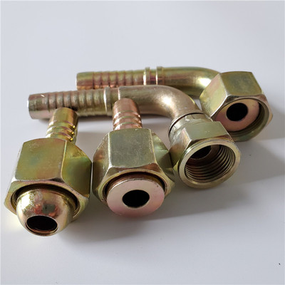 廠家直銷扣壓式膠管接頭 45度彎油管接頭 耐高壓90度彎軟管接頭