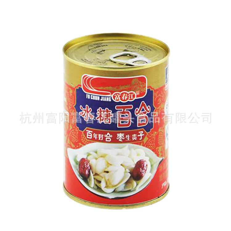 廠家直銷量大從優 出口富春江 糖水冰糖百合罐頭 397g 年貨喜回禮