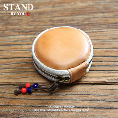 Men and Women Vegan Leather Zipper Wallet Crossbody Bag Versatile Mini Cute Coin Purse Retro Genuine Leather Small Storage Bag