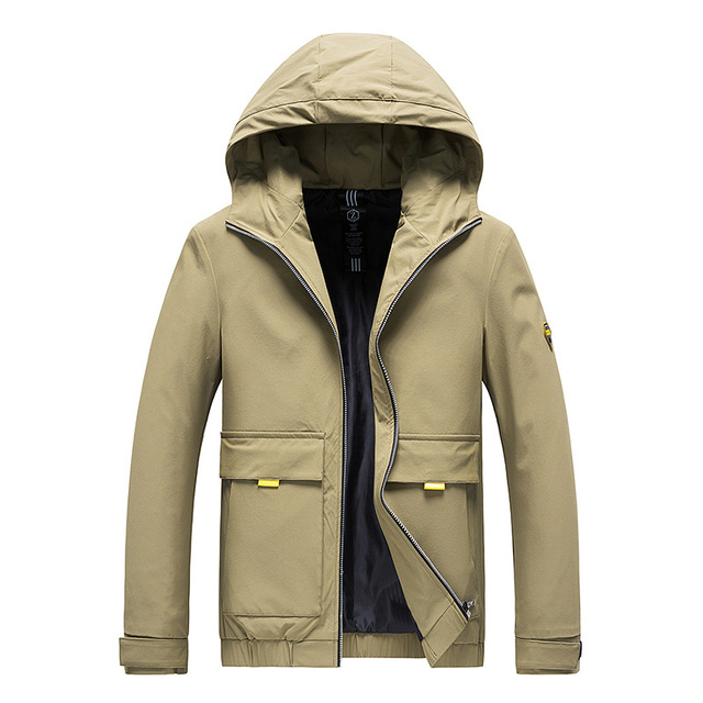 Spring and autumn men’s hooded solid color slim coat casual versatile jacket man