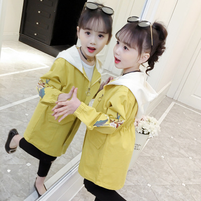 女童风衣外套中长款春秋装2019新款韩版时尚中大儿童春装女孩潮衣