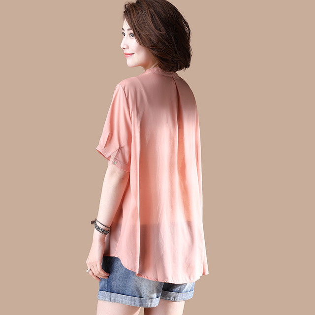 blouse Pullover summer new embroidered short sleeve shirt collar