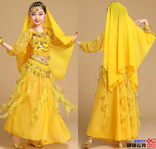 Children's long-sleeved Indian dance costumes Xinjiang dance costumes girls belly dance costumes toddlers ethnic dance costumes