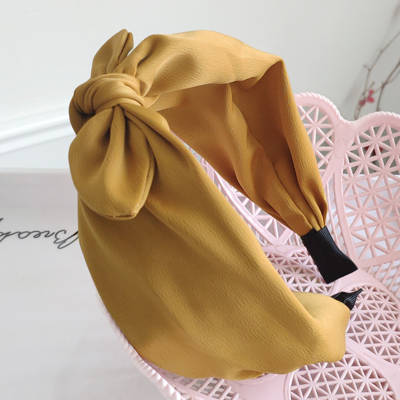 Bow Wide Edge Solid Color Fashion Headband display picture 8