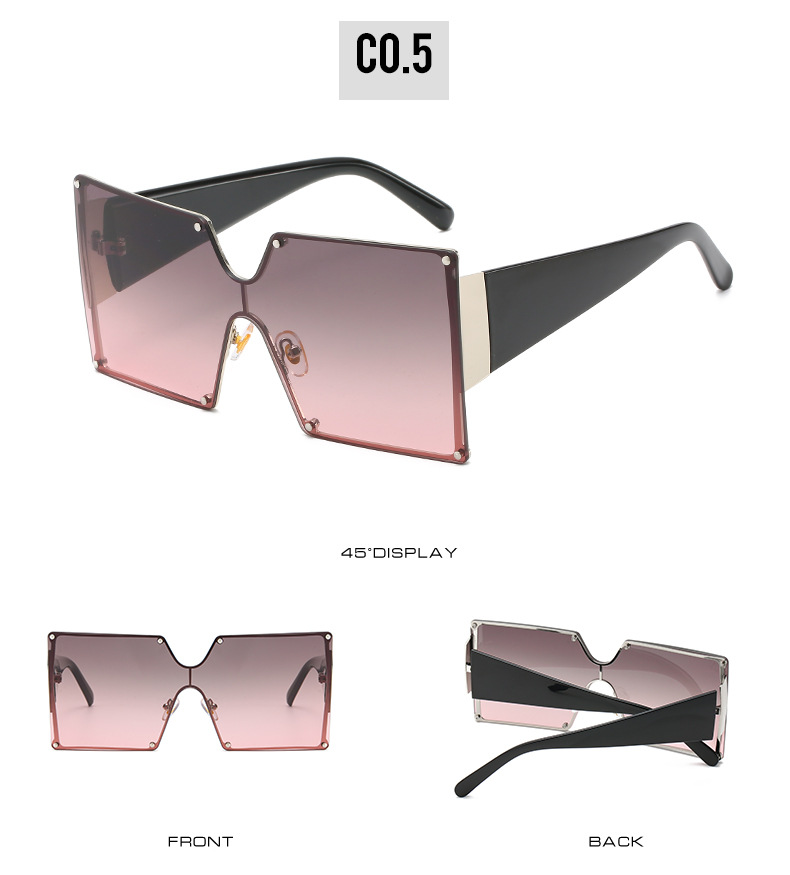 Large Frame One Piece Sunglasses Square Gradient Street Style_voghion.com