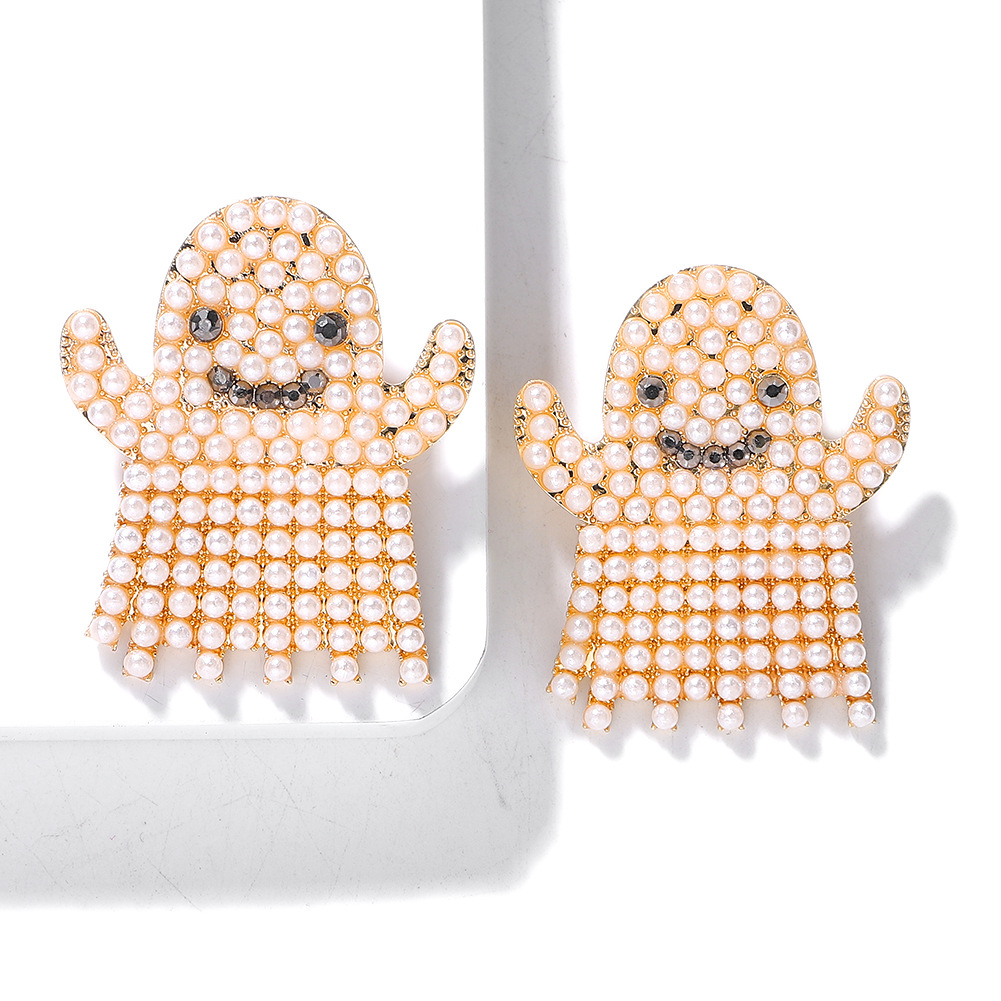 Halloween Alloy Pearl Rhinestone Earrings display picture 8