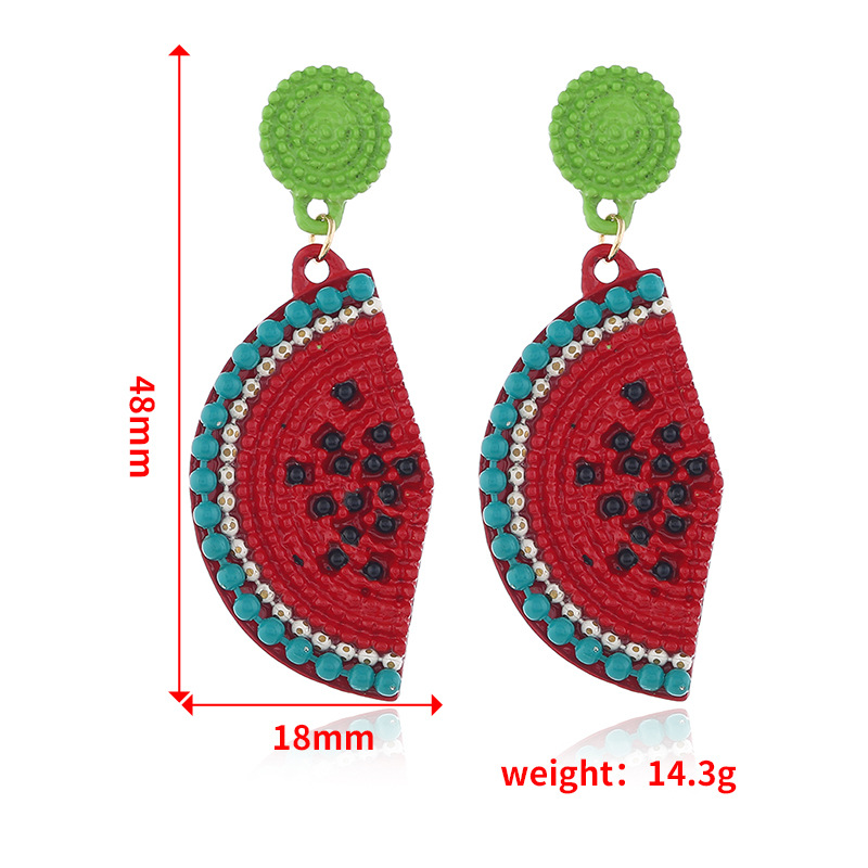 Watermelon Earrings Short Tassel Fruit Earrings Wholesale display picture 1