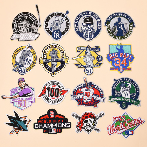 Embroidered patch logo for the Flower Team Baseball Club, animal back adhesive embroidery badge, direct sales