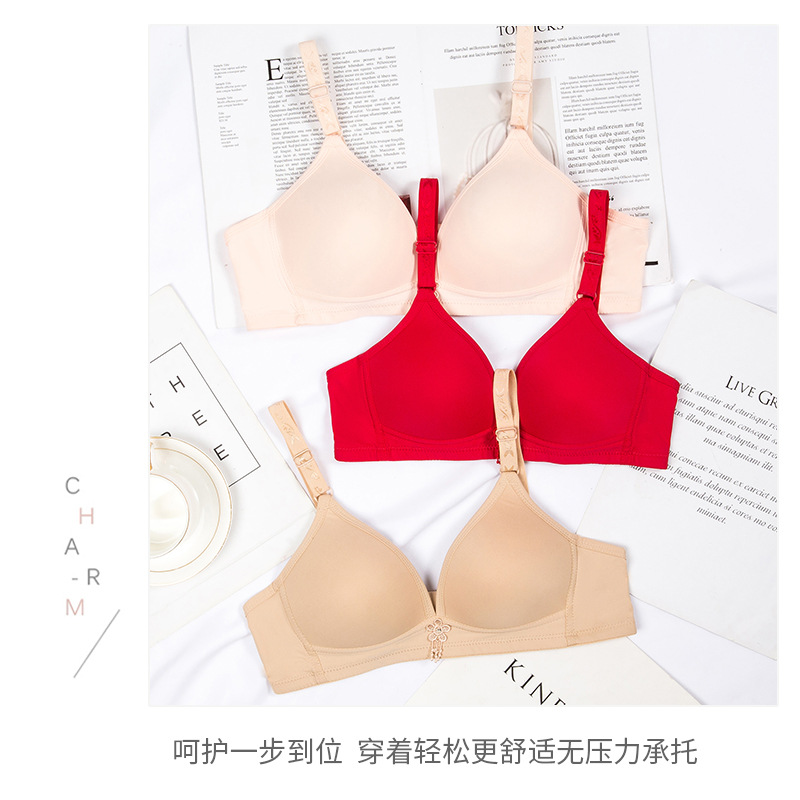 Simple and Comfortable No Steel Ring Triangle Cup Bra Summer Sports Breathable Thin Push-up Small Chest Women's Sexy Underwear