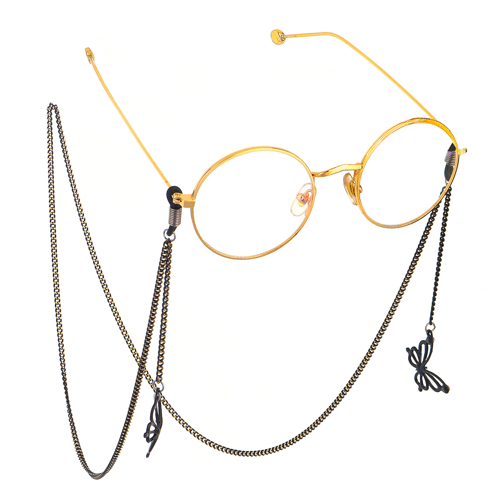 Mode Einfache Schwarze Schmetterlings-anhänger-ketten-sonnenbrille Mit Brillenkette display picture 4