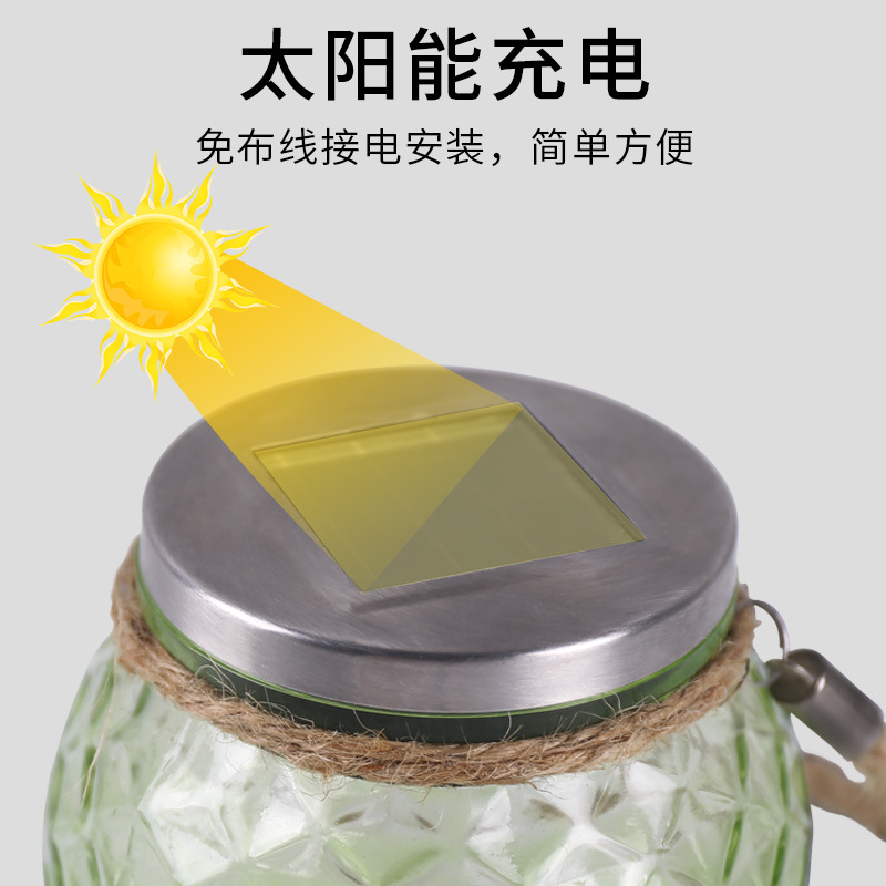 亚马逊跨境爆款LED圣诞太阳能灯玻璃瓶吊灯户外灯花园桌面装饰灯