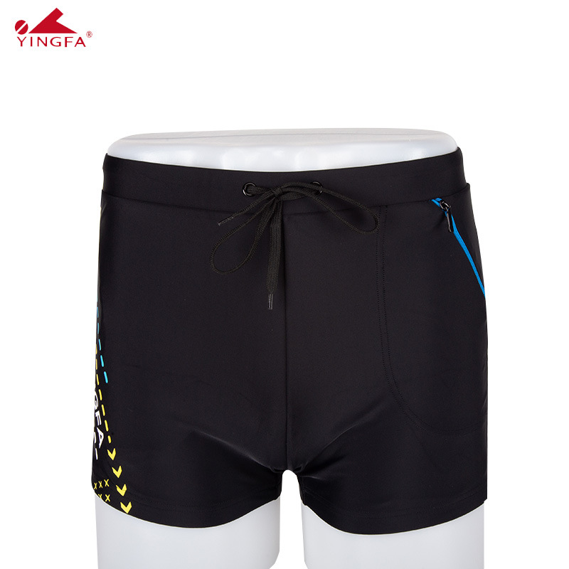 英发Y3812 新款游泳平角裤 高弹力带拉链袋抗氯耐穿 温泉游泳裤