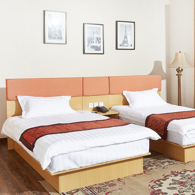 简易全板式公寓家具大床单人床1.2米 酒店客房家具低箱床加工定制|ms