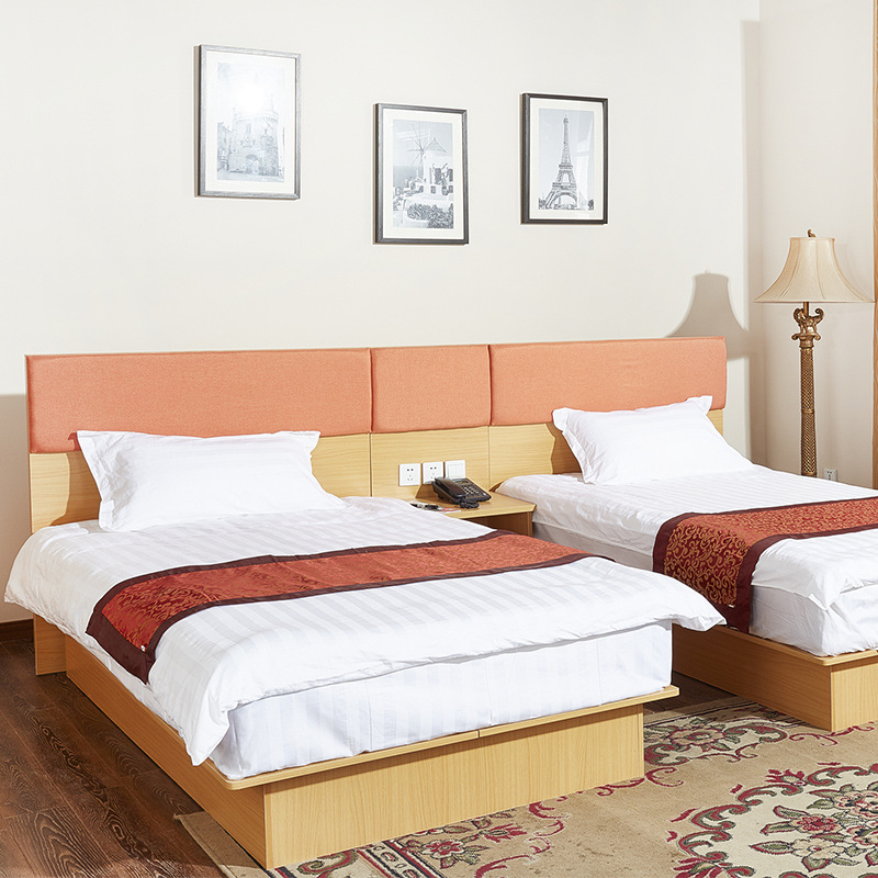 简易全板式公寓家具大床单人床1.2米 酒店客房家具低箱床加工定制|ms