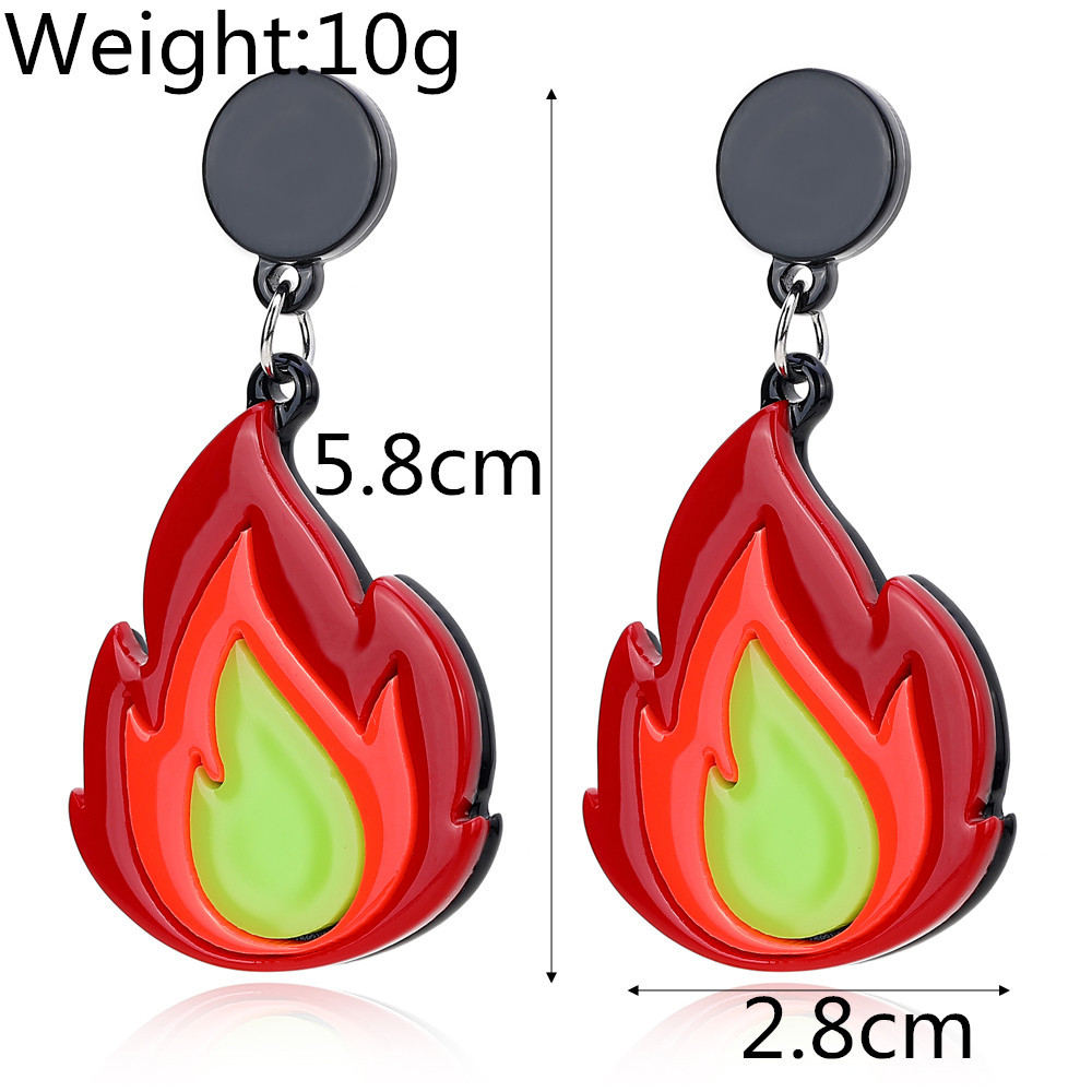 Title 1, Excentrieke, modieuze cartoon vlam oorbellen va...