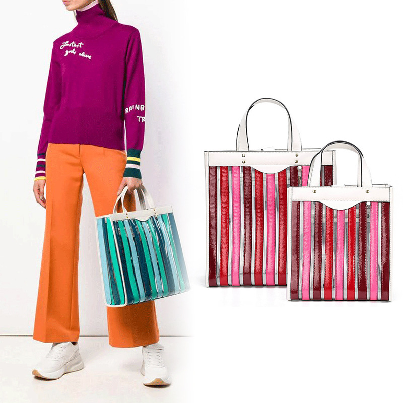 透明女包2019秋冬新款PVC拼接手提包大包时尚走秀款跨境爆款批发|ms