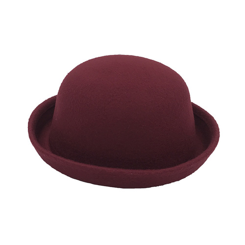 Korean Children's Playful Top Hat, Wool Felt Round Hat with Brim, Parent-Child Hat for Boys and Girls, Autumn and Winter Hat