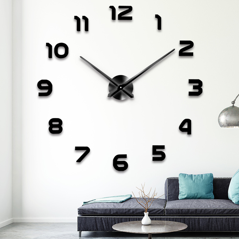 Creative mirror wall clock diy acrylic c...