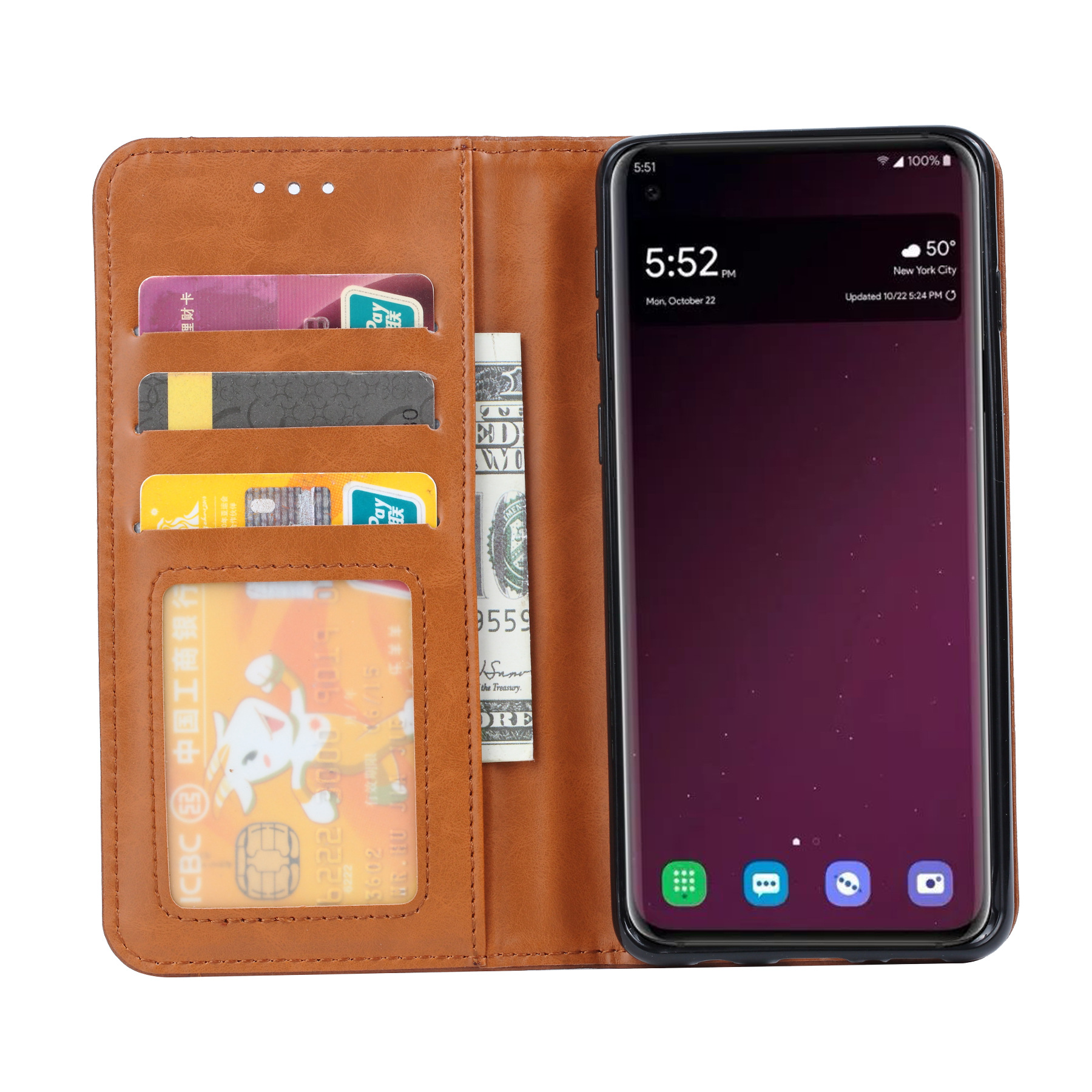 Adecuado para Samsung s10plus Funda de cuero clásico amasador Tarjeta de cuero magnético Funda de cuero S10 caso protector de negocios caso de teléfono