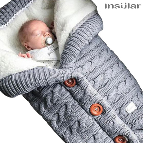 Yinxiuli autumn and winter baby stroller sleeping bag outdoor baby knitted sleeping bag wool plus velvet thickened quilt cross-border