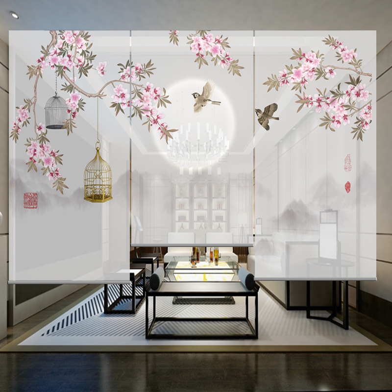 新中式卷簾窗簾禅意複古酒店辦公室古典茶室客廳隔斷裝飾藝術挂屏